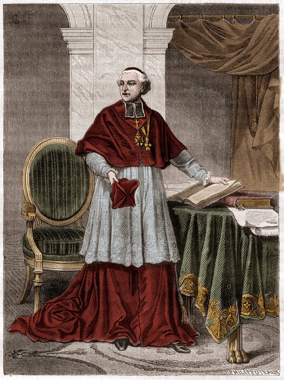 Joseph Fesch (1763-1839), cardinale francese - incisione 1879 - Ritratto del cardinale Joseph Fesch, zio di Napoleone Bonaparte (1763-1839) - in 