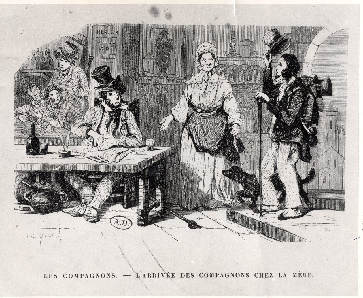 Apprendista che arriva in una pensione, c. 1850 da French School