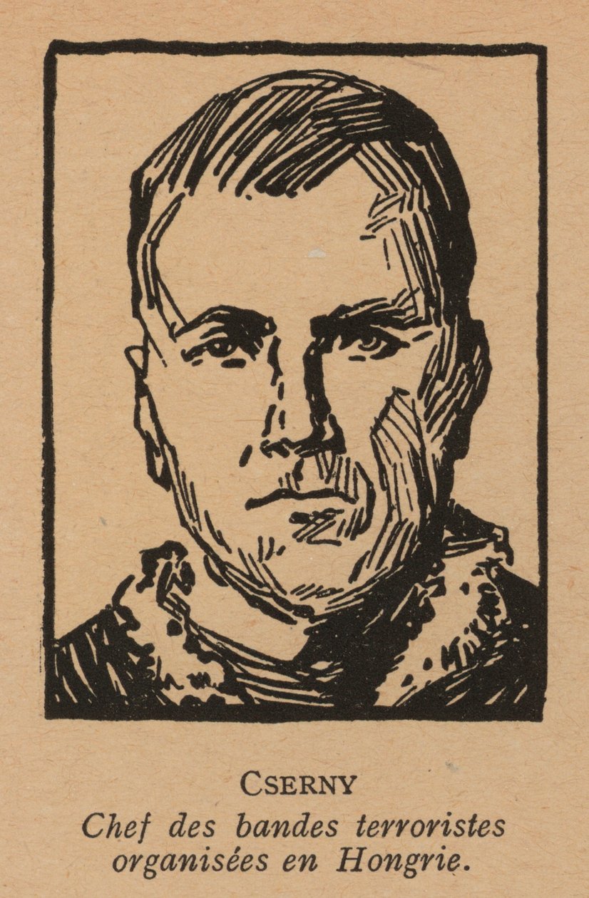 Jozsef Cserny, rivoluzionario comunista ungherese e leader dei Lenin Boys che attuarono il Terrore Rosso sotto la Repubblica Sovietica Ungherese nel 1919 (litografia) da French School