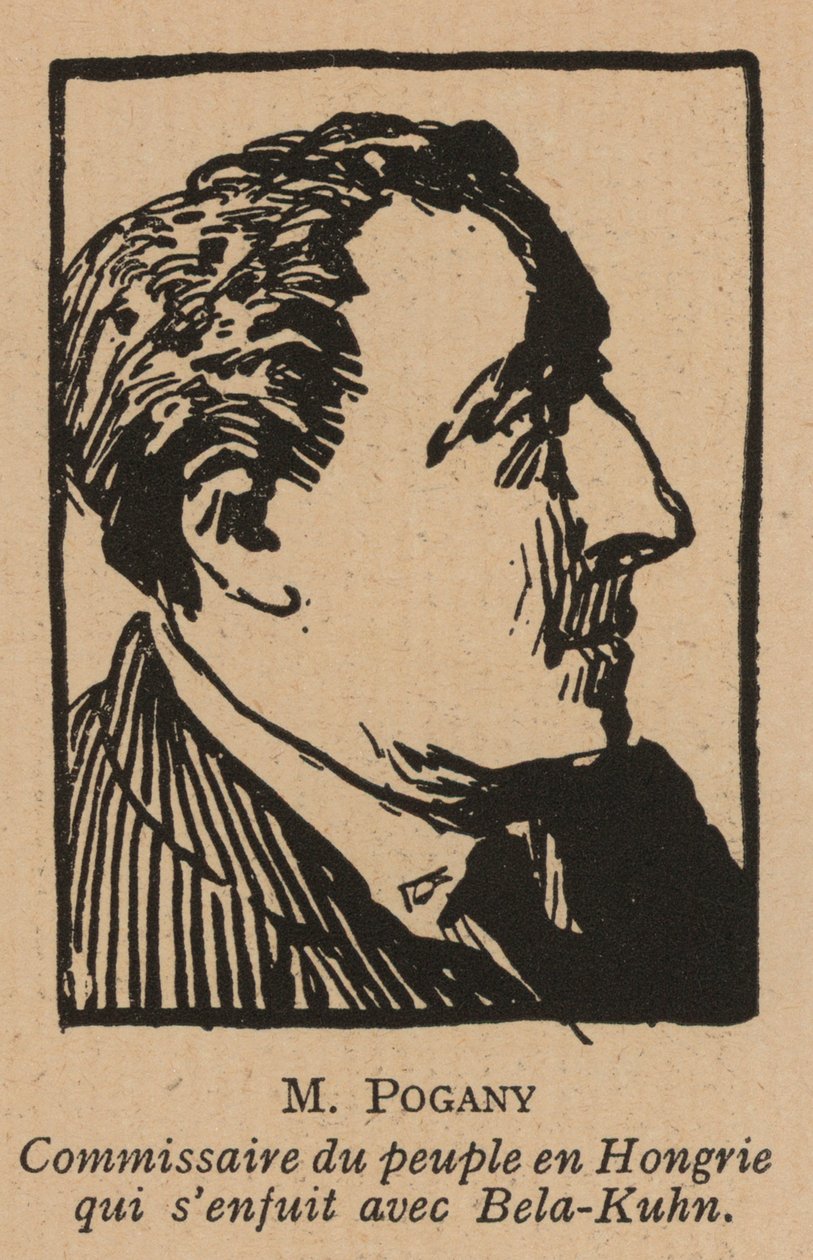 Jozsef Pogany, politico rivoluzionario comunista ungherese, membro del governo della Repubblica Sovietica Ungherese nel 1919 (litografia) da French School