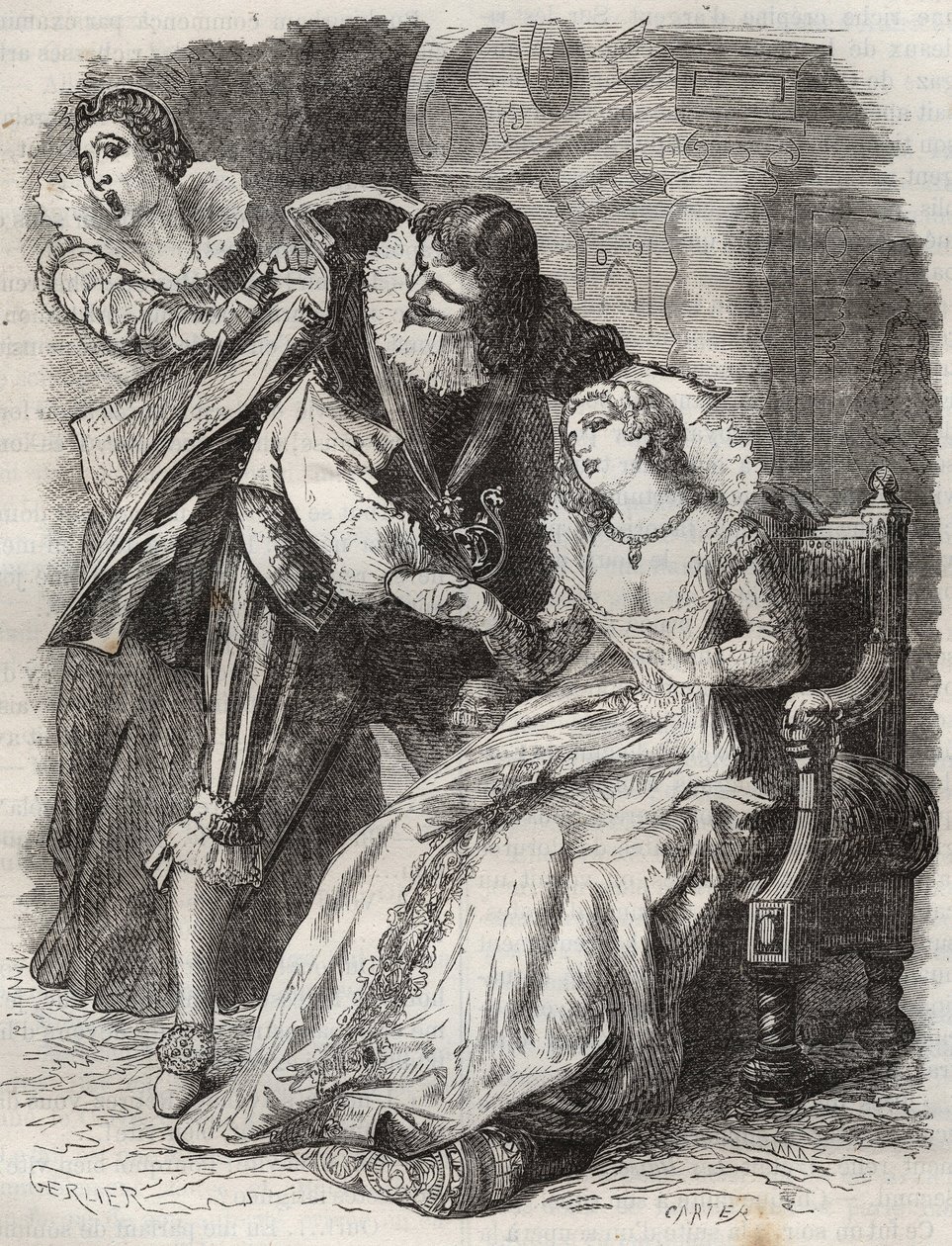Saltando come un furioso, afferrando il duca per il cappotto... Regina di Francia Anna d