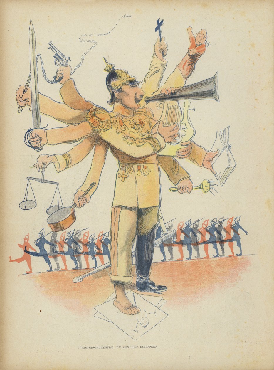 Kaiser Guglielmo II, illustrazione per Le Rire (litografia a colori) da French School