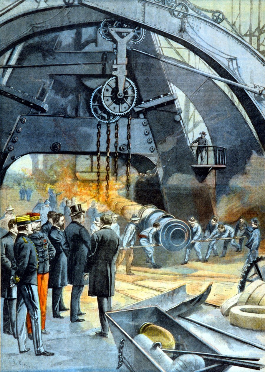 Re Carlo I (Carlo I del Portogallo) agli Ateliers du Creusot in "Le Petit Parisien" del 26/02/1899 da French School
