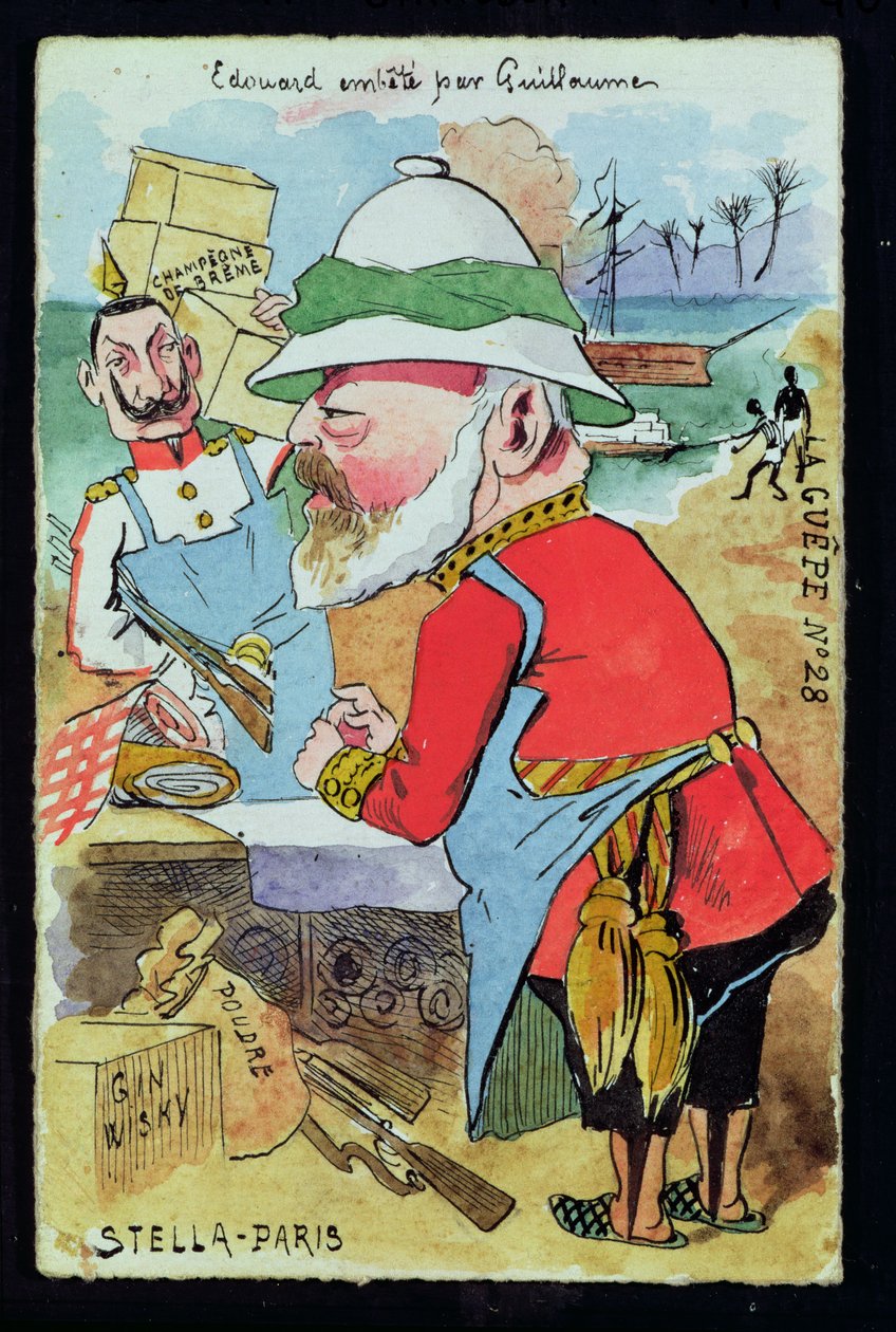 Re Edoardo VII (1841-1910) infastidito dal Kaiser Guglielmo II (1859-1941) da Les Guepes, c.1890 da French School