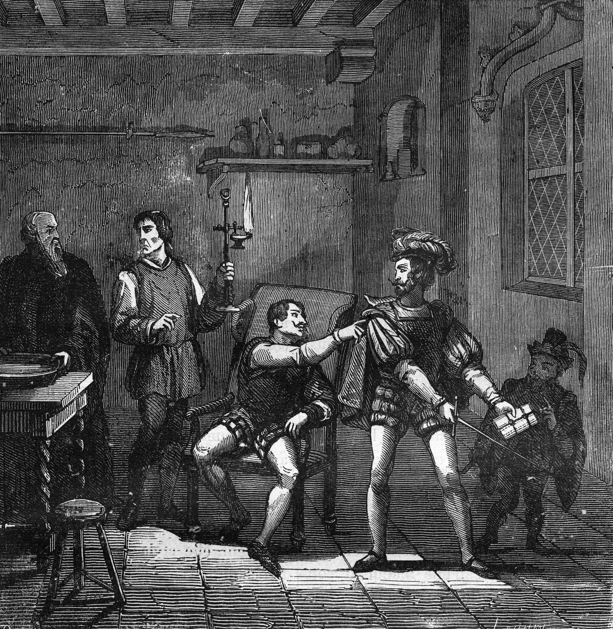 Il re Francesco I e Carlo Brandon, duca di Suffolk, incaricati di sposare Maria Tudor, cresciuti con le depravazioni alla corte. Incisione in La storia della prostituzione e della depravazione tra tutti i popoli del mondo dall