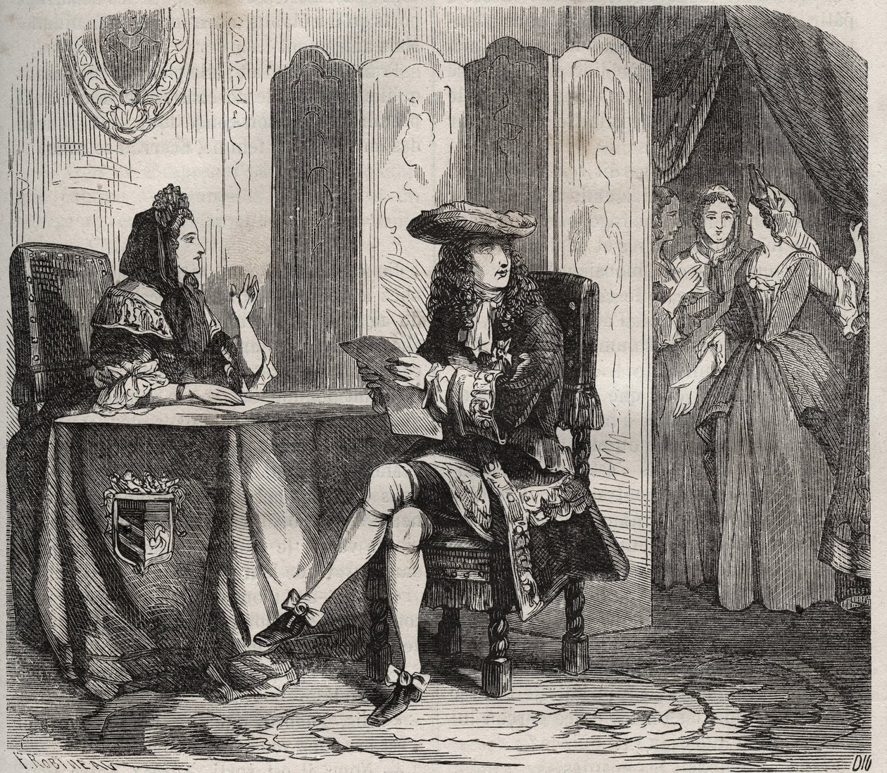 Re Luigi XIV (1638 -1715) e sua moglie, la Marchesa di Maintenon (Francoise d