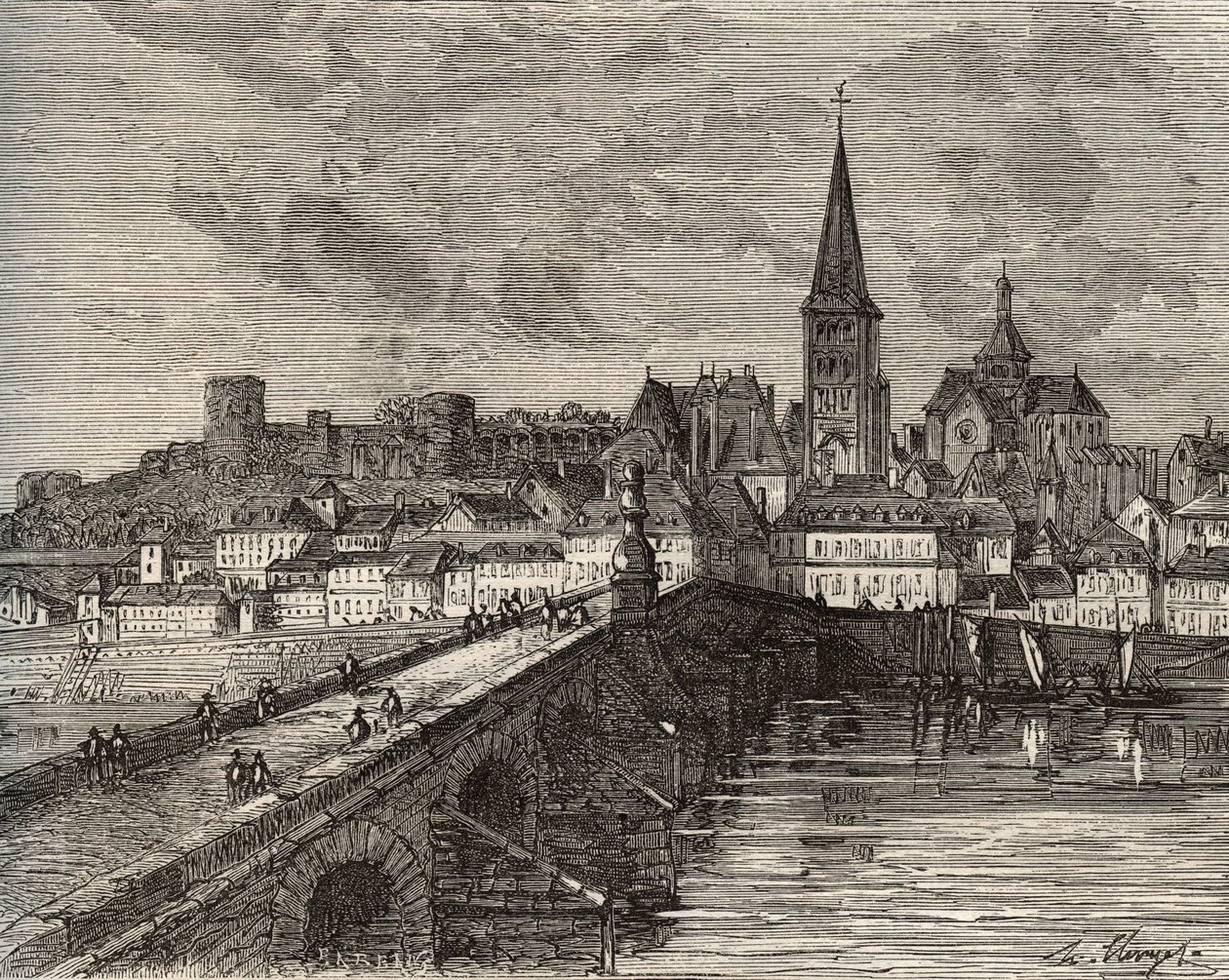 La Charité-sur-Loire - Nièvre, nella regione della Borgogna - incisione in "Francia illustrata: geografia, storia, amministrazione statistica" di V.-A. Malte-Brun. 1884 da French School