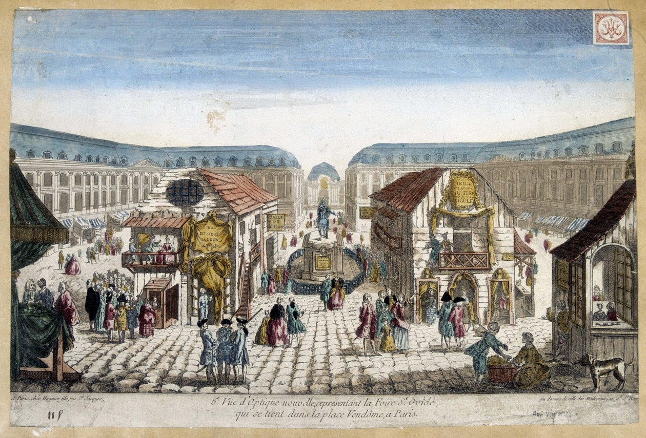 La Foire St Ovide, place Vendome a Parigi (incisione) da French School