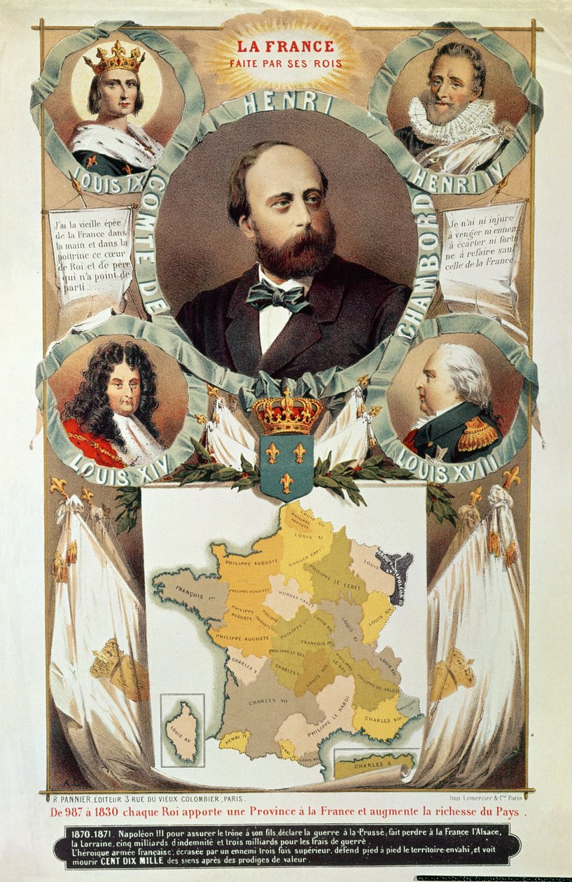 La Francia fatta dai suoi re, Henri Charles Ferdinand Marie Dieudonné (1820-83) Conte di Chambord, dopo il 1870 da French School