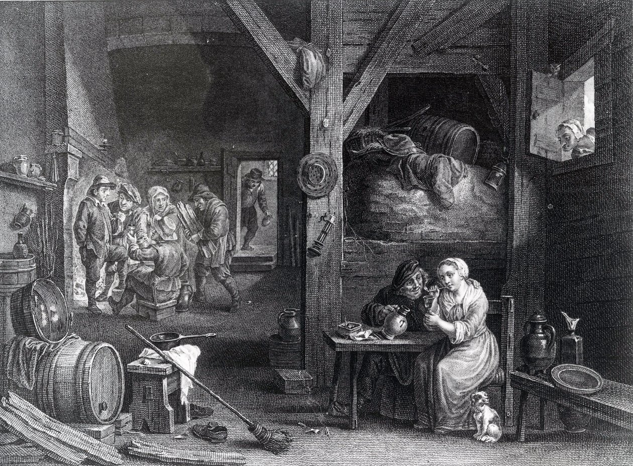 La Fumeuse, stampa di Jean Baptiste Patas dopo David Teniers il Giovane, 1786-1808 da French School
