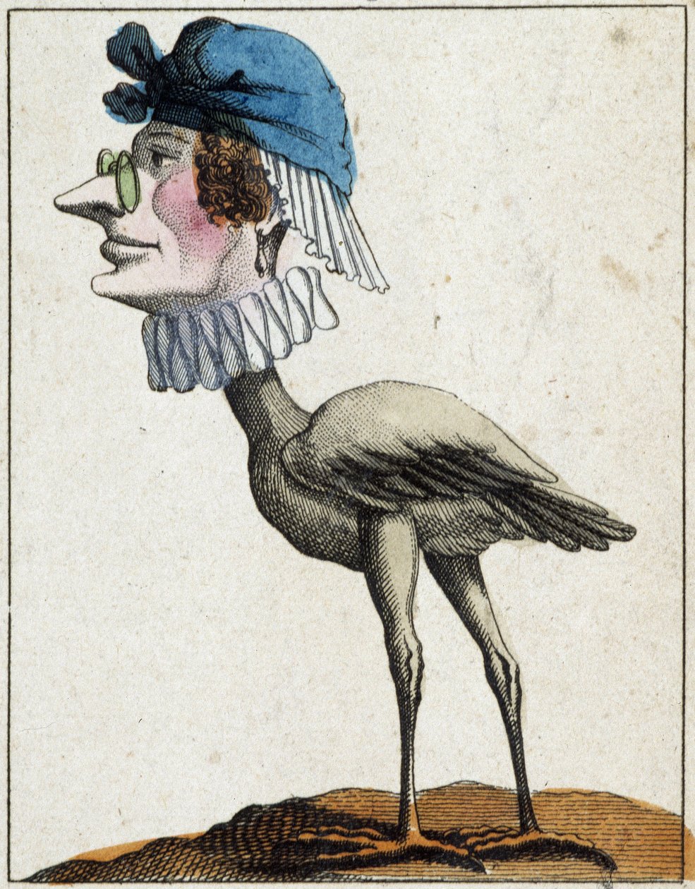La cicogna in caricatura, studio del carattere “carattere volatile” sd. XIX secolo, immaginario popolare. da French School