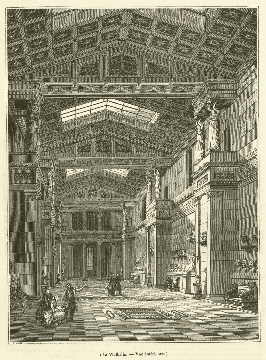Il Walhalla, vista interna (incisione) da French School