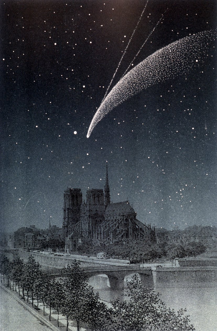 La cometa di Donati, vista a Parigi 04/10/1858 - in "Le Ciel" di Amédée Guillemin, Hachette, Parigi da French School