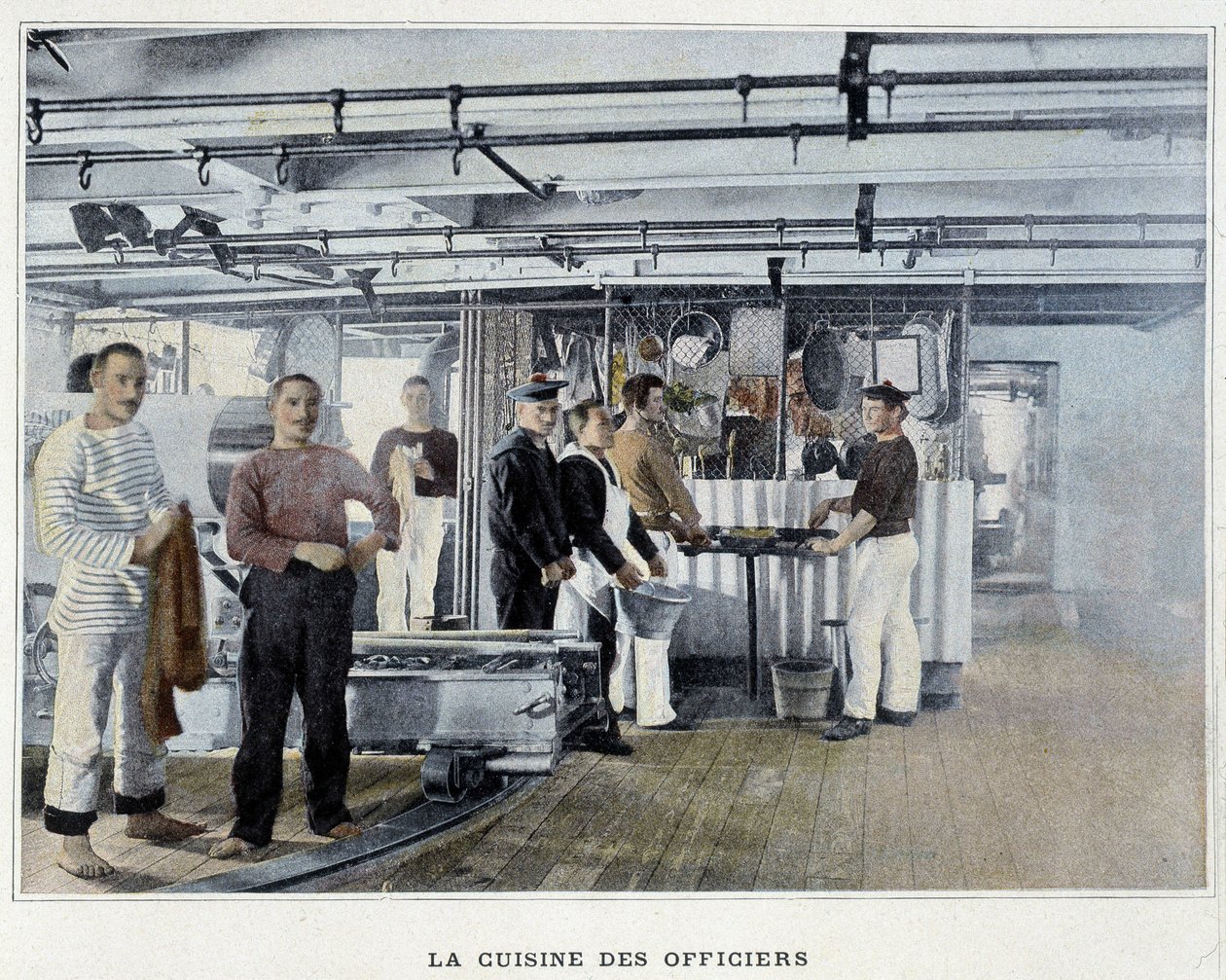 La cucina degli ufficiali - in "Album militaire - Marine: La vie à bord" da French School
