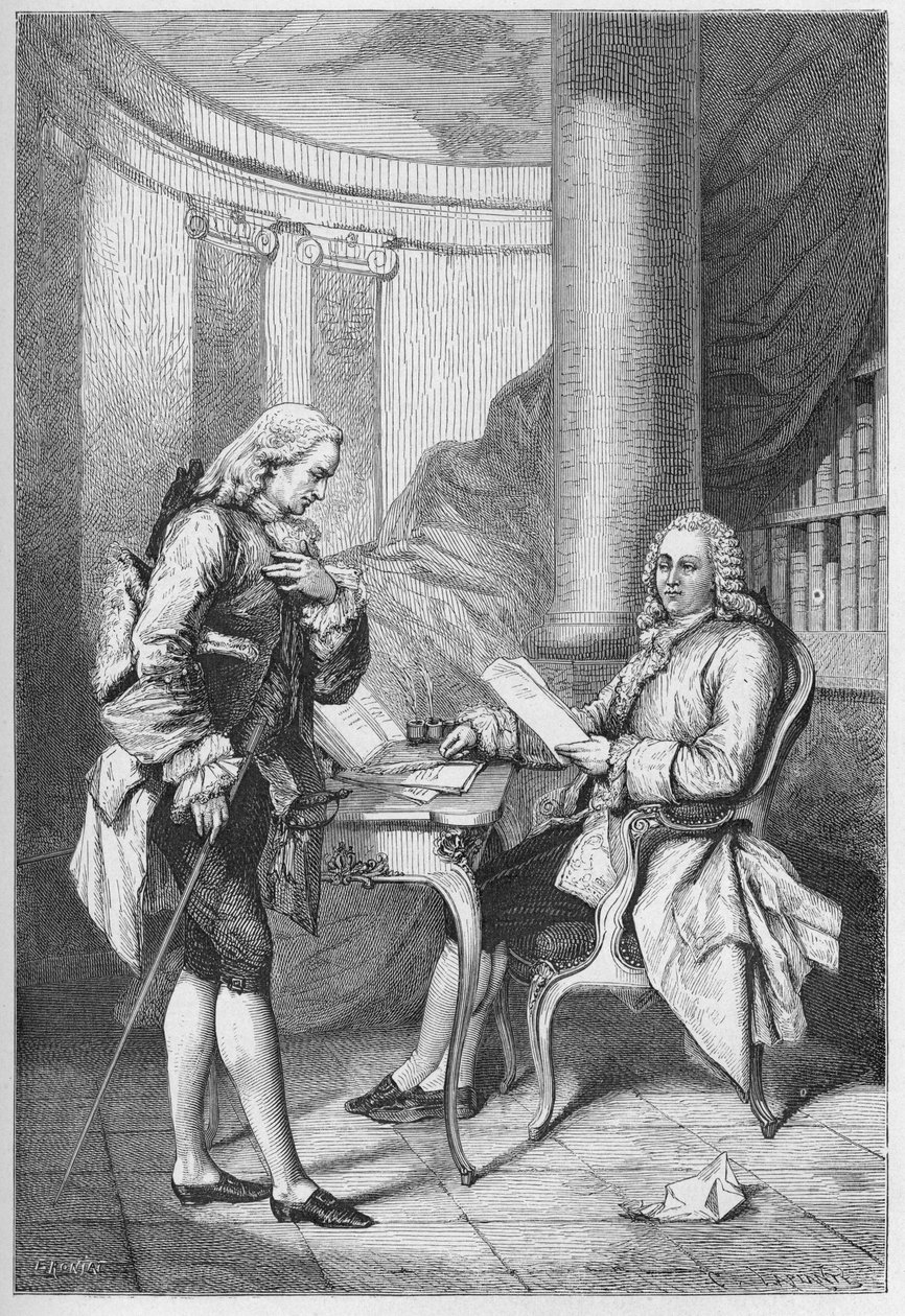 La dimissione di Turgot 1776 - Luigi XVI (1754-1793), re di Francia, e Anne Robert Jacques Turgot (1727-1781) - La dimissione di Turgot - incisione da "La storia della Francia raccontata ai miei nipoti" - di Francois Guizot - 1872-1876 da French School