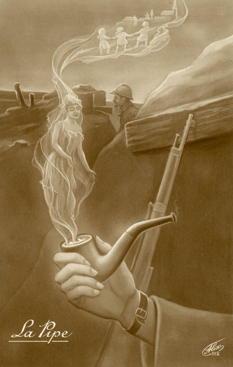 La pipe, cartolina francese della Prima Guerra Mondiale (litografia) da French School