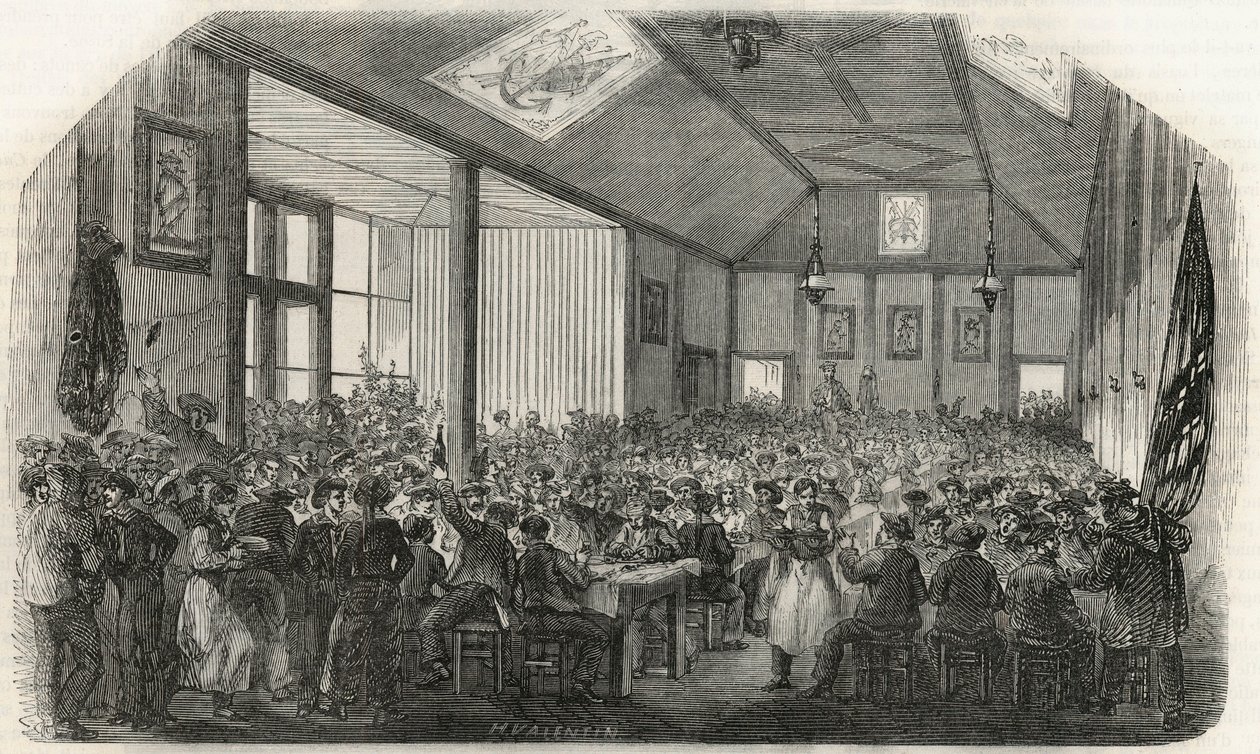 La taverna dei Canottieri a Bercy nel XIX secolo - Incisione in "Tableau-de-Paris" di Edmond Texier 1852 da French School