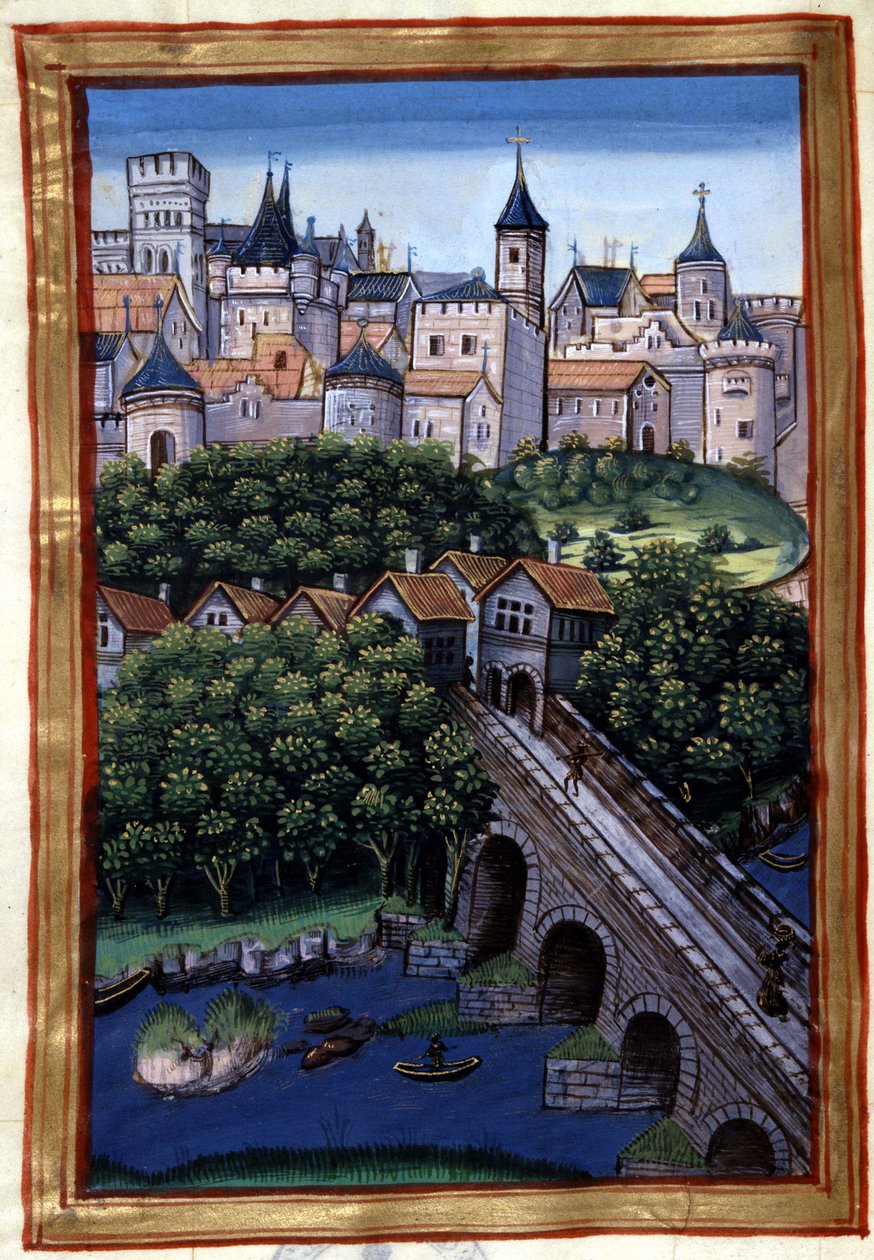 La città di Lione - in "Roman de Palamus, racconto del Leone" di Simphorian-Champier da French School
