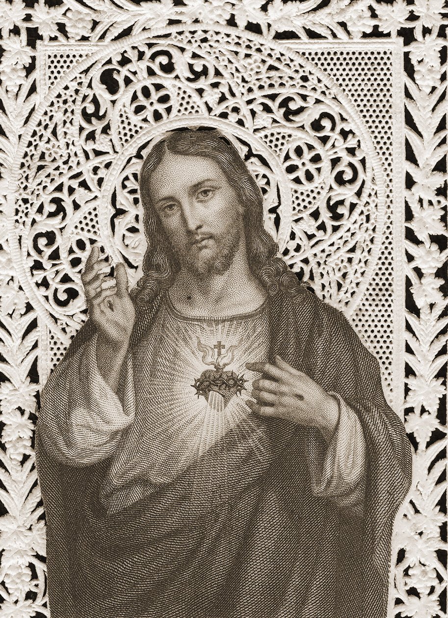 Cartolina raffigurante il Sacro Cuore di Gesù, XIX secolo da French School