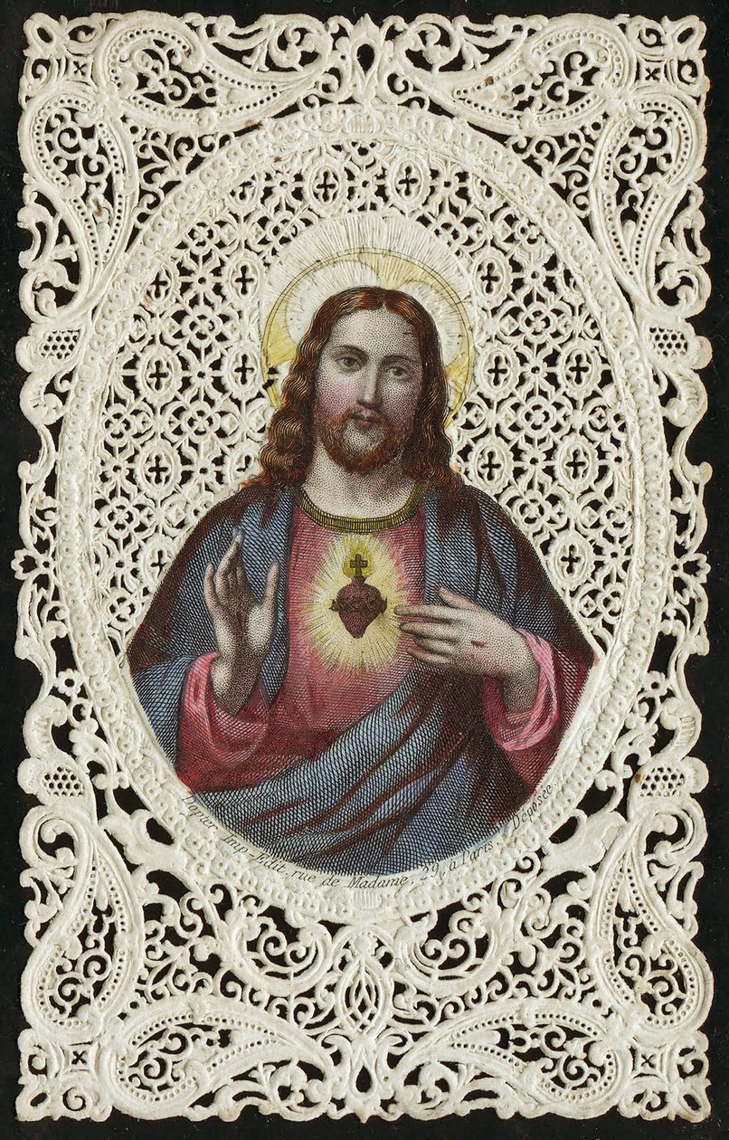 Cartolina raffigurante il Sacro Cuore di Gesù, XIX secolo da French School