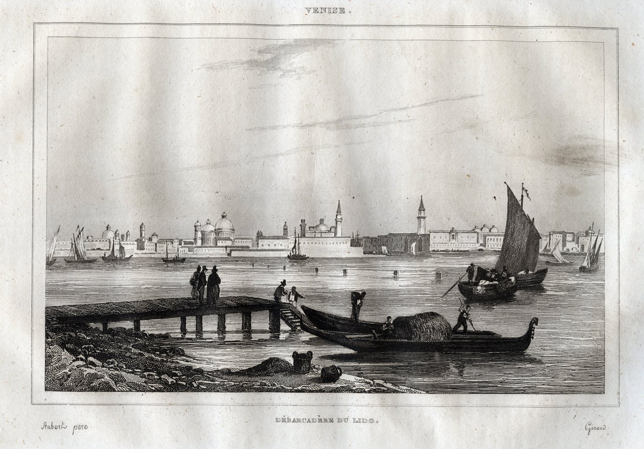 Pontile del Lido di Venezia - Incisione da "Italy Picturesque" di M. de Norvins, Ch. Nodier 1834-1836 da French School