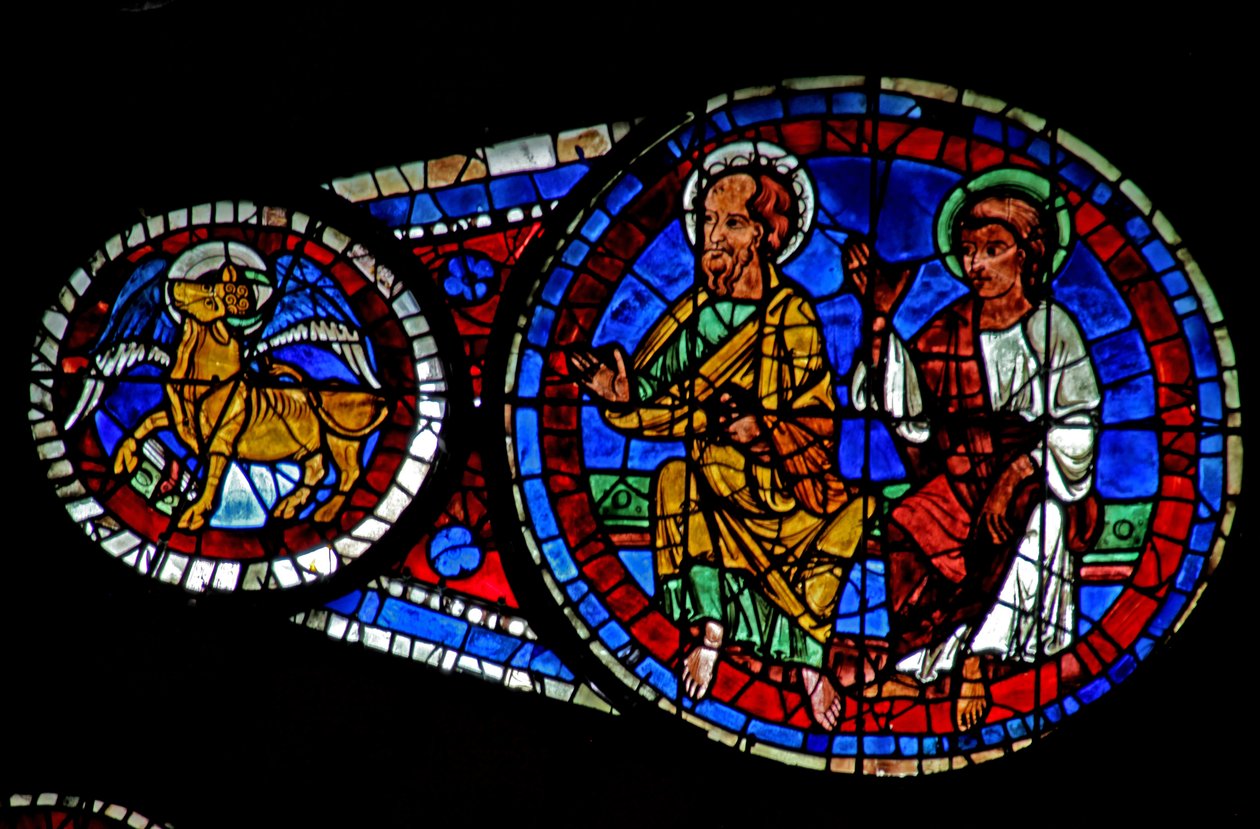 Giudizio Universale: due apostoli e il toro di San Luca da French School