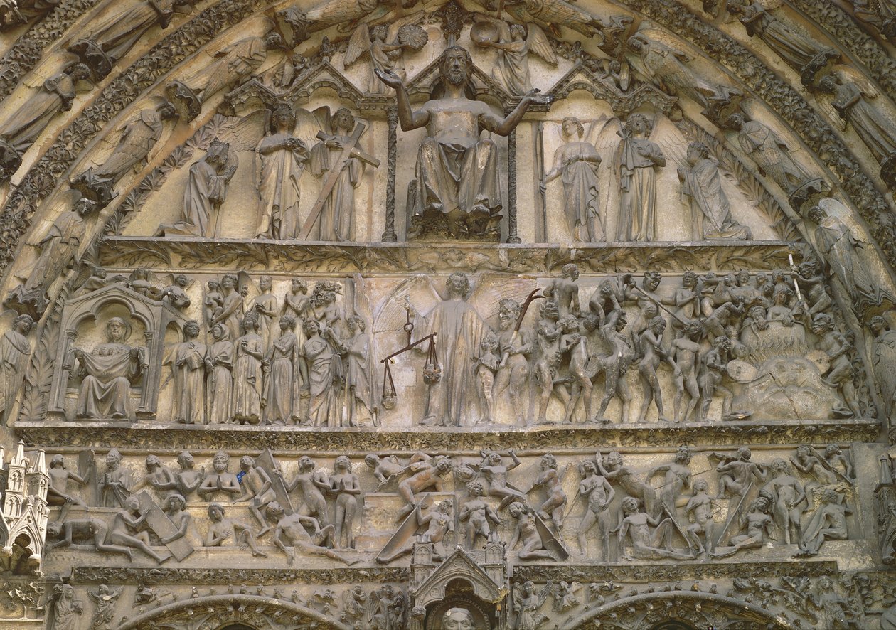 Giudizio Universale, timpano del portale centrale della facciata ovest, XIII secolo da French School