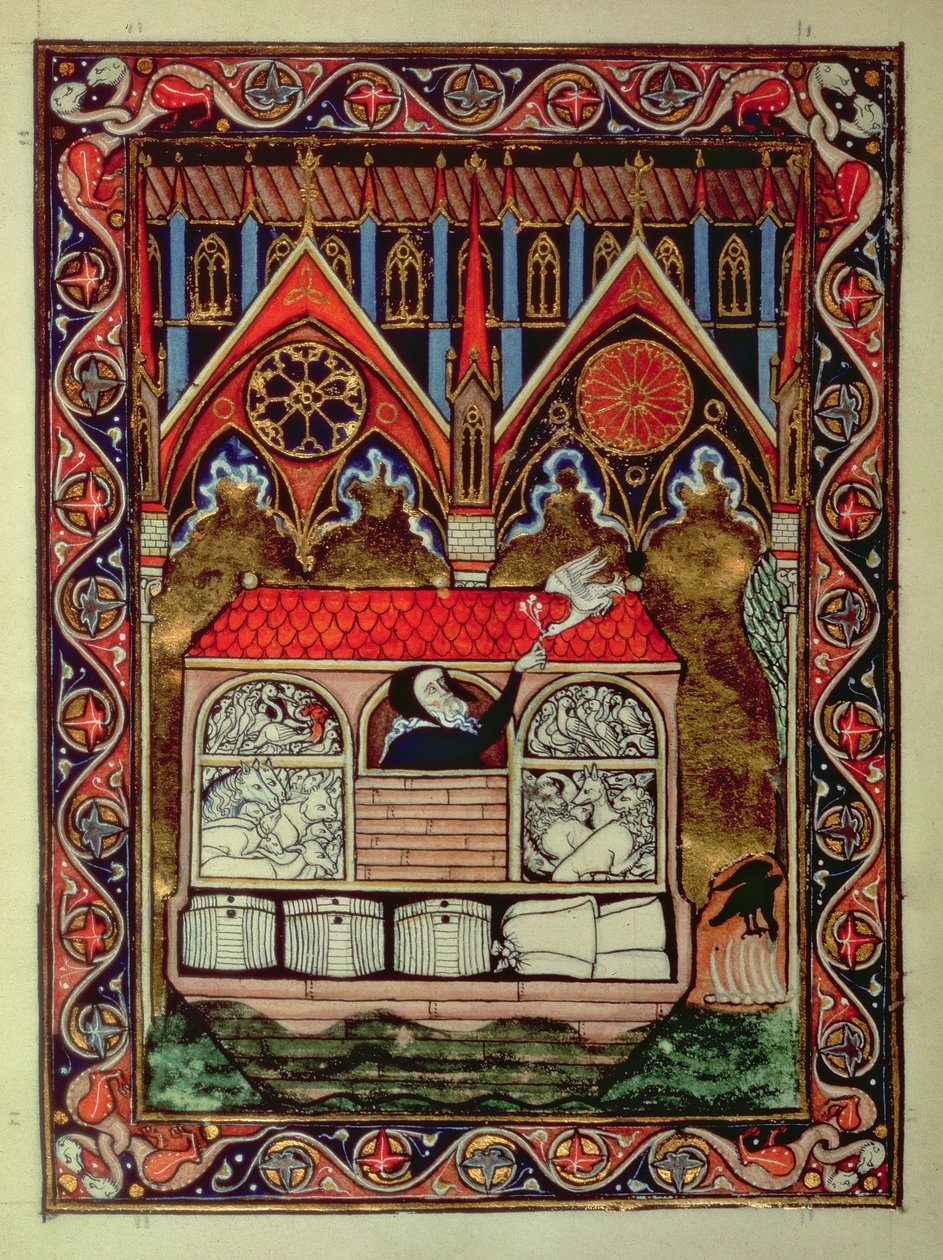 Arca di Noè, dal Salterio di San Luigi, c.1258-70 da French School