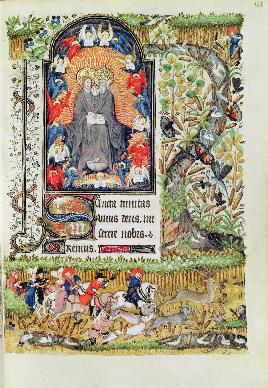 Lat 1156 B f.163 Novembre; caccia al cervo, dalle Ore di Margherita d