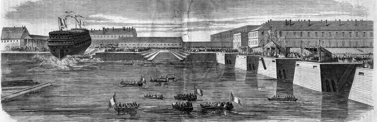 Varo della nave a tre ponti "City of Nantes". Cherbourg, Manche (50) da French School