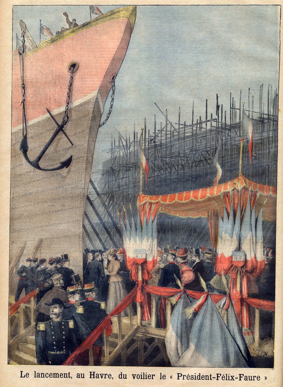 Varo a Le Havre della barca a vela "Presidente Felix-Faure". "Le petit Journal" da French School