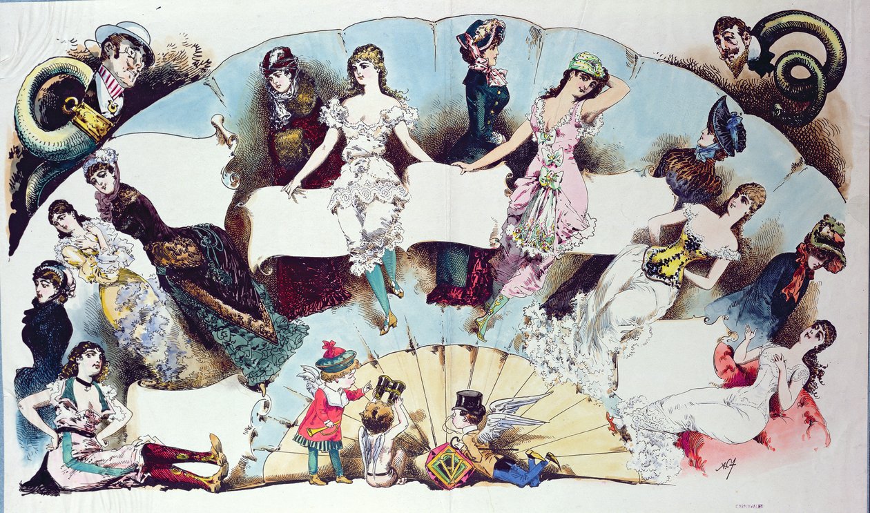 Illustrazioni per un articolo sulla biancheria intima femminile, da La Vie Parisienne, c.1870 da French School