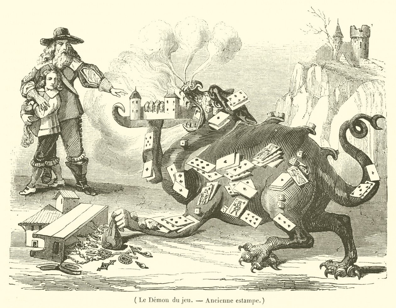 Il demone del gioco (incisione) da French School