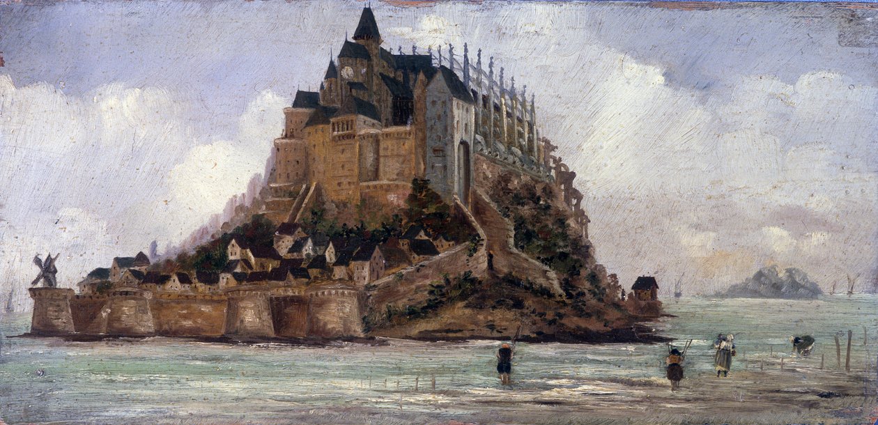 Le Mont Saint-Michel a bassa marea da French School