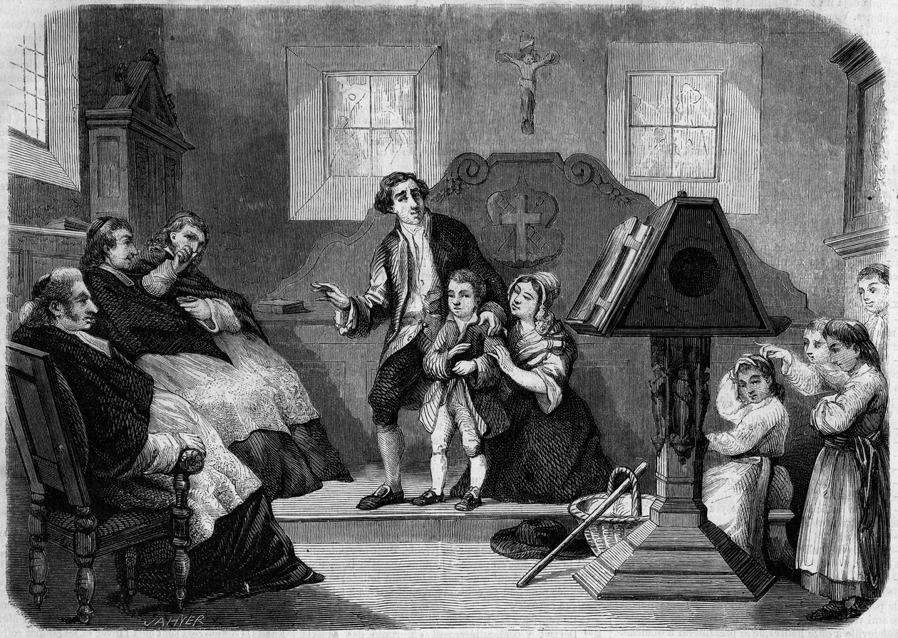 Le Salon de 1857 - Primo debutto di Lesueur, compositore di musica, di Laurent Detouche. Jean Francois Lesueur (1760-1837), come corista. Incisione in 