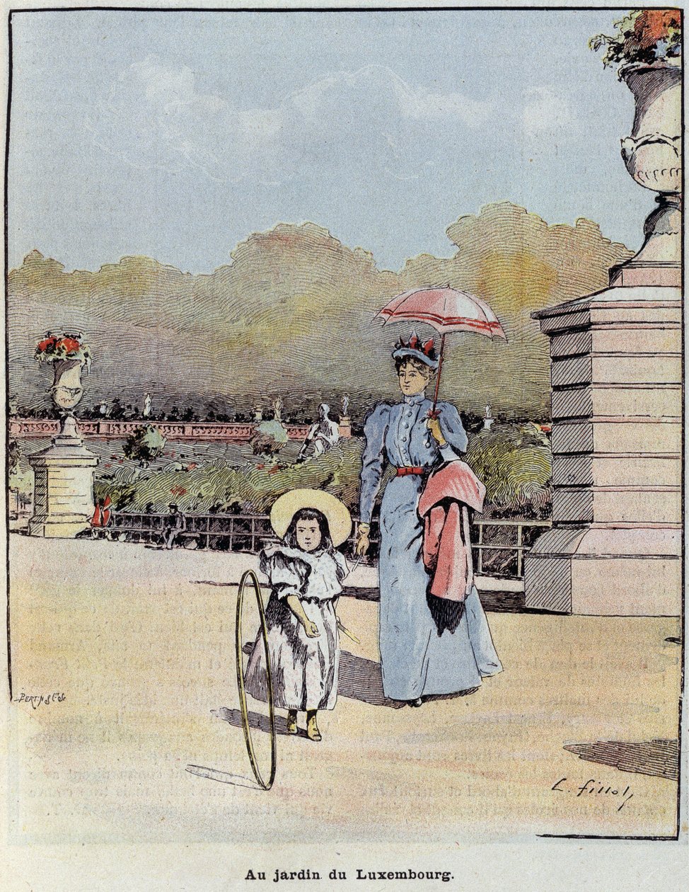 Il giardino del Lussemburgo - in "Il piccolo francese illustrato" del 21/07/1900 da French School