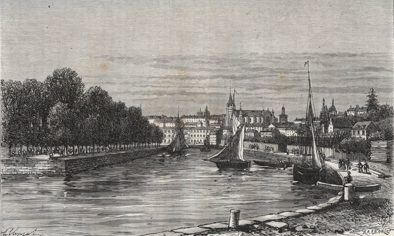 Il porto di Vannes (Morbihan, Francia) - incisione in 