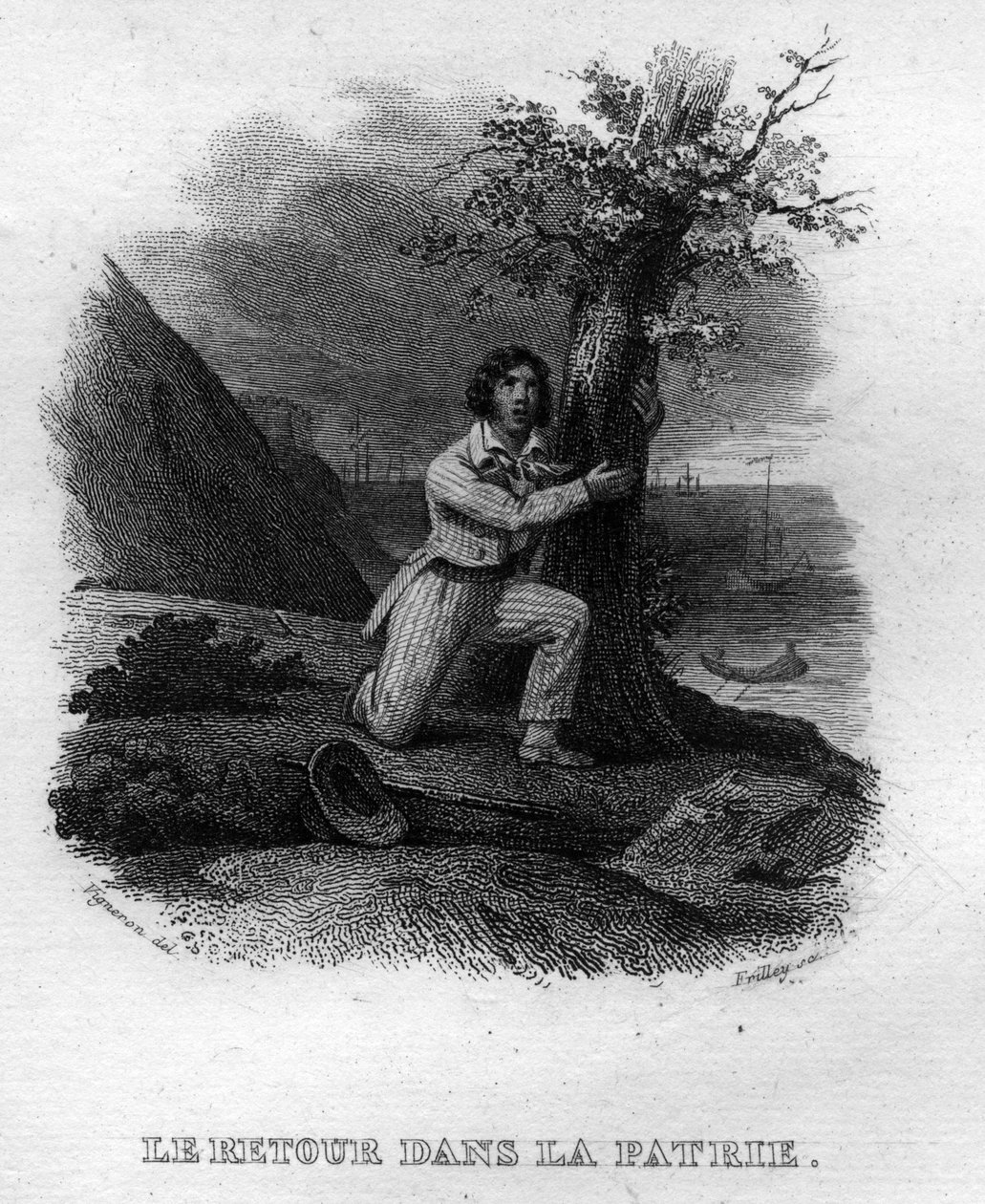 Le retour dans la patrie Chanson de Béranger in "Oeuvres complètes" (1834) di Pierre Jean de Béranger (1780-1857), poeta e cantautore francese da French School