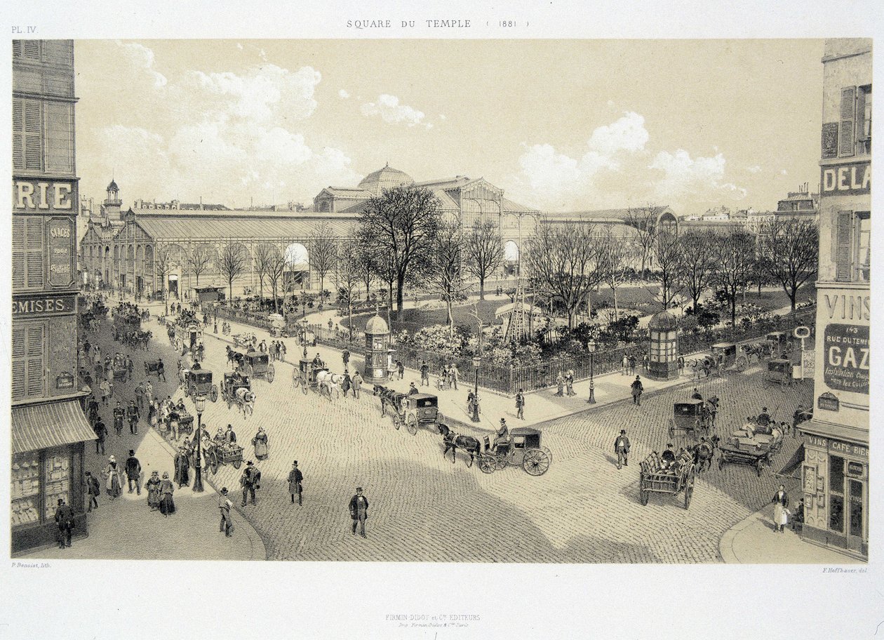 Le square du temple nel 1881 - in "Paris attraverso i secoli: il tempio e la rue Royale", fine XIX secolo da French School
