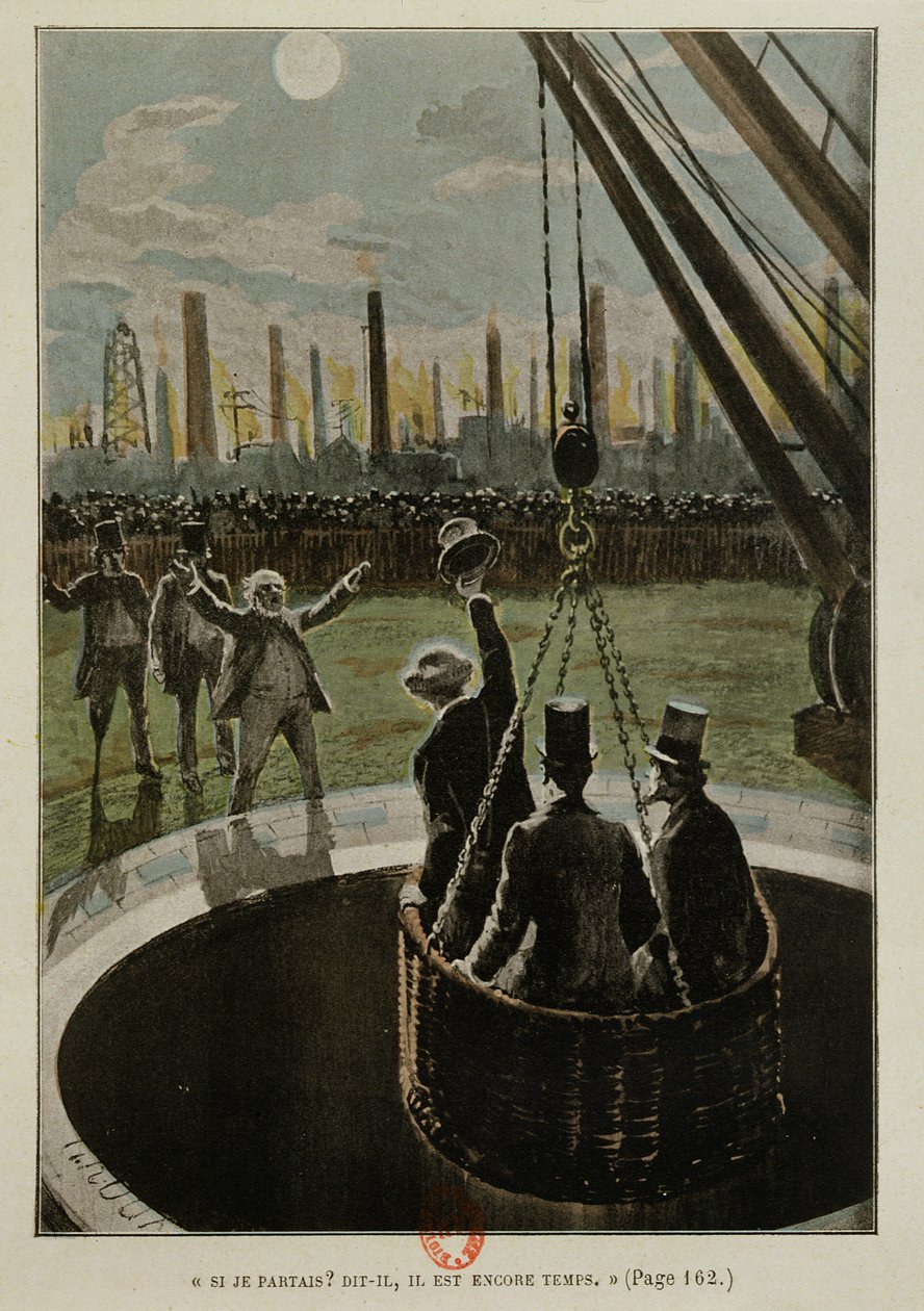 Partenza per la luna, da Dalla Terra alla Luna di Jules Verne (1828-1905) pubblicato nel 1865 da French School