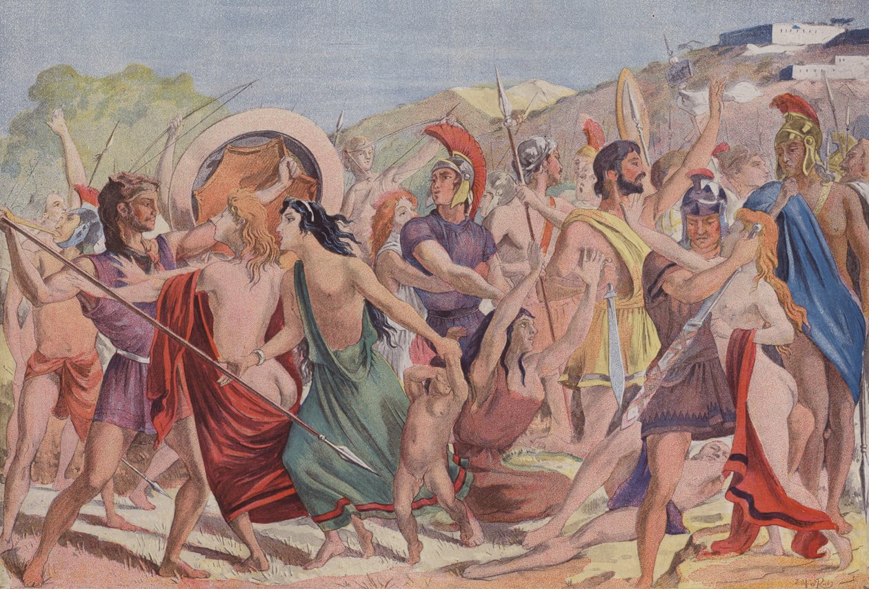 Le Sabine (litografia a colori) da French School