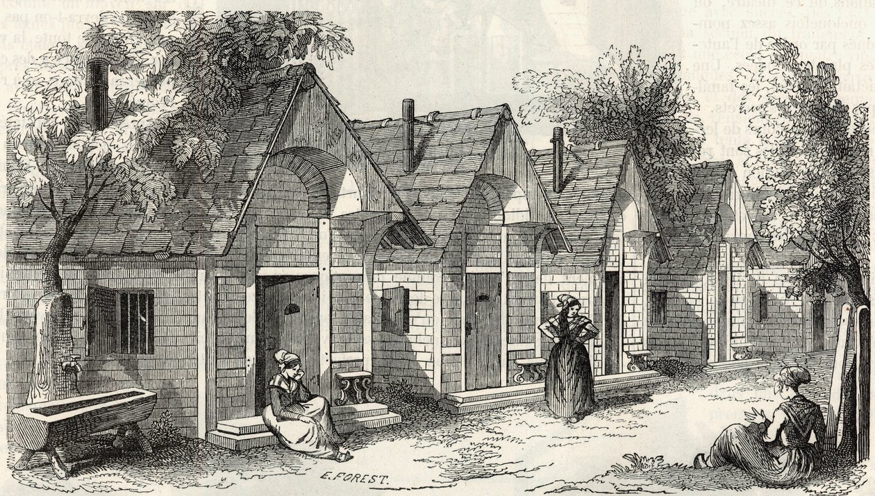 I chalet della Salpetriere per le folli agitate - Incisione in "Tableau-de-Paris" di Edmond Texier 1852 da French School