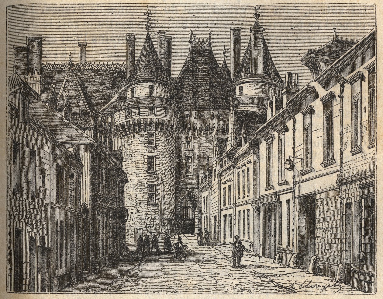 I castelli della Loira: il castello di Langeais (Indre-et-Loire) - incisione in "Histoire de France" di Victor Duruy (1811-1894) - 1882 da French School