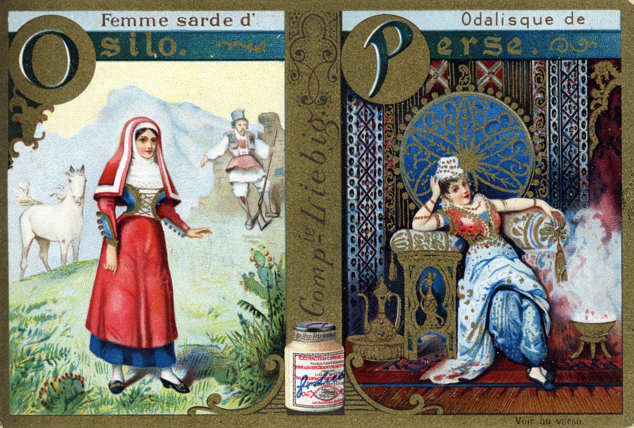 Lettera O come Donna sarda di Osilo e P come Odalisca di Persia. Alfabeto delle donne da French School