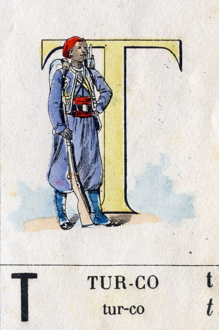 Lettera T come turco. Alfabeto militare. Immagini di Epinal, circa 1870-1880 da French School