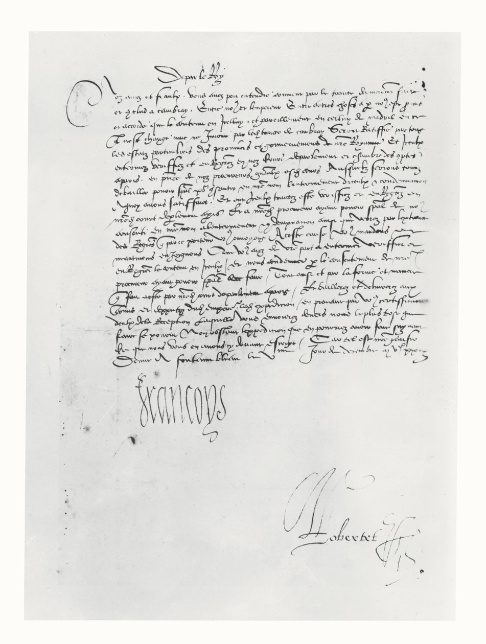 Lettera di Francesco I di Francia al Parlamento di Bordeaux da French School