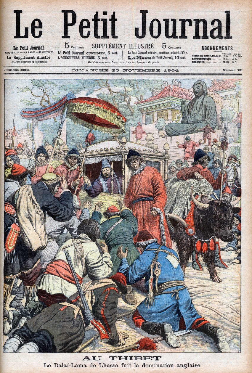 Il 13° Dalai Lama di Lhasa (Thubten Gyatso) (1876-1933) in fuga dal dominio inglese in 