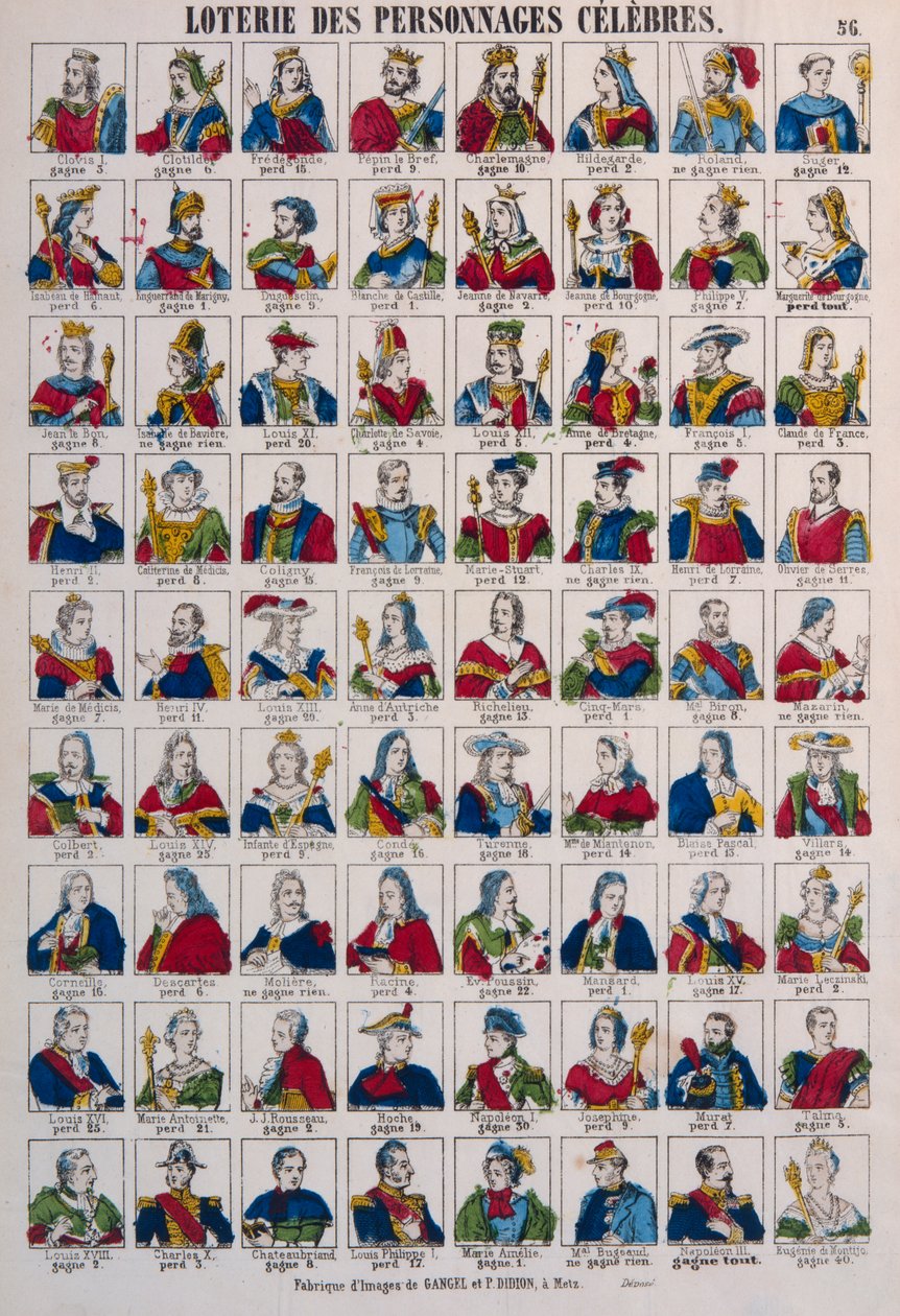 Lotteria di persone celebri, c.1870 da French School