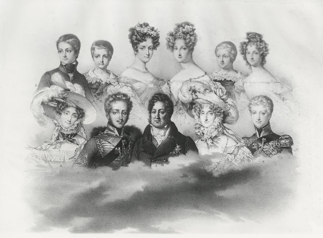 Luigi Filippo I e la sua famiglia nel 1830 (incisione) da French School