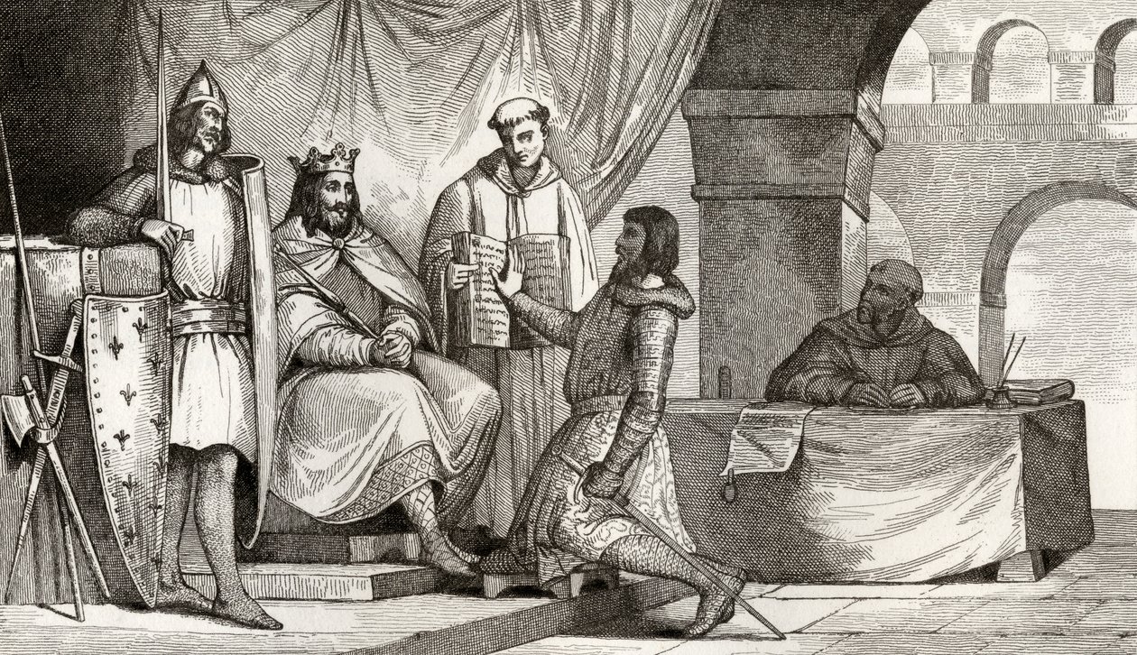 Luigi II (848-79) il Balbuziente riceve un giuramento di fedeltà da un nobile, da 